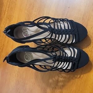 5 inch black strappy heels